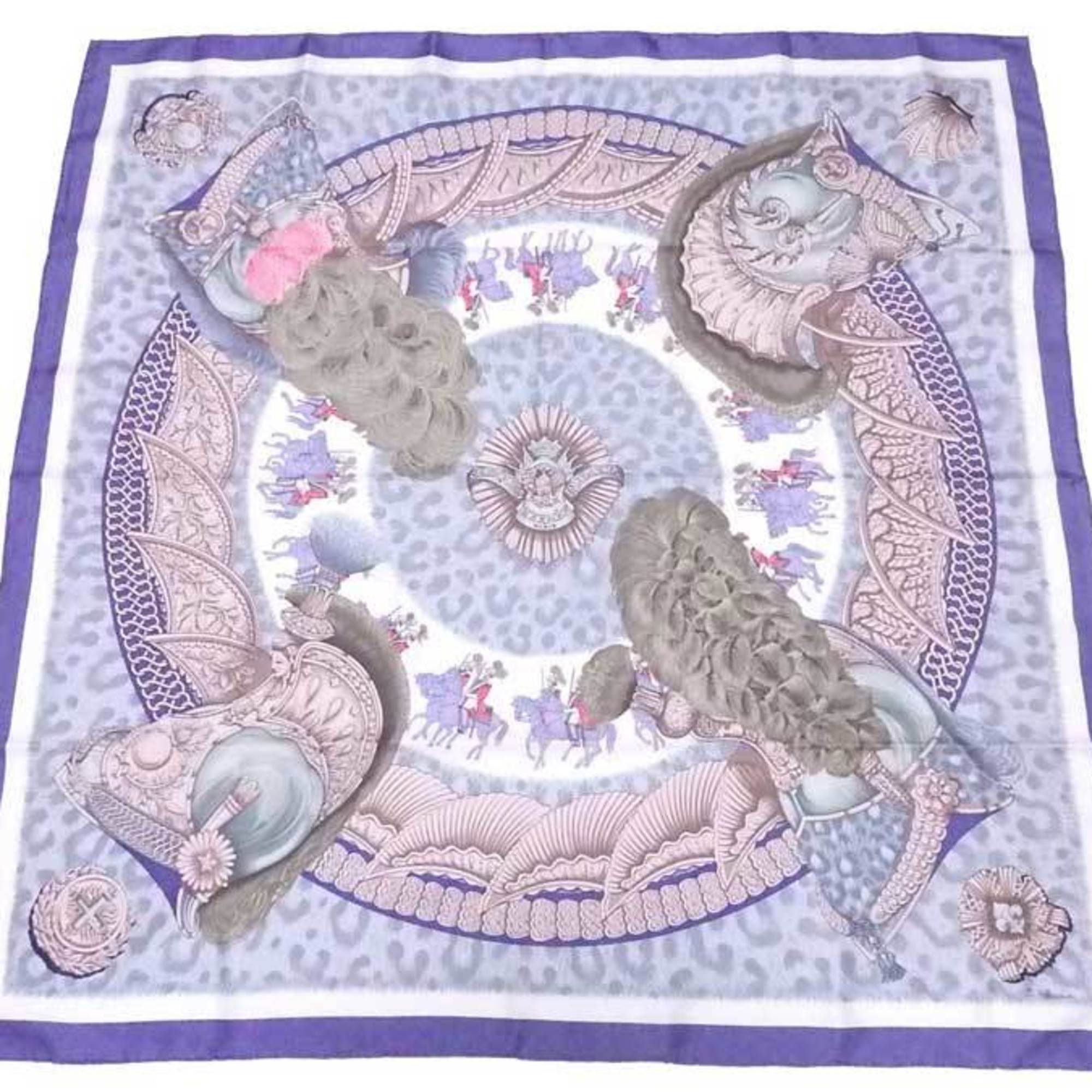 Hermes Scarf Carre 90 Casques Et Plumets Silk Purple X Multicolor Ladies